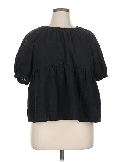 Pre-owned Old Navy Short Sleeve Blouse In Black