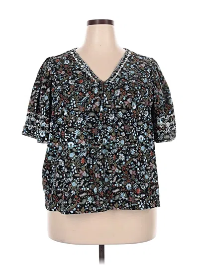Pre-owned Old Navy Short Sleeve Blouse In Black