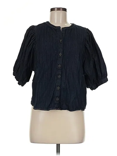 Pre-owned Old Navy Short Sleeve Blouse In Black