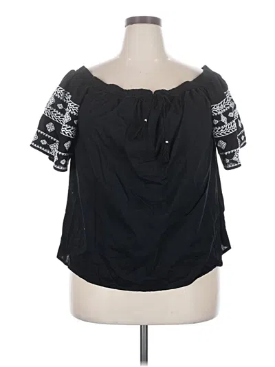 Pre-owned Old Navy Short Sleeve Blouse In Black
