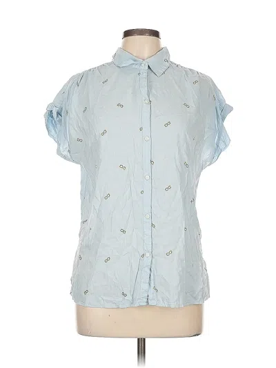 Pre-owned Old Navy Short Sleeve Blouse In Blue