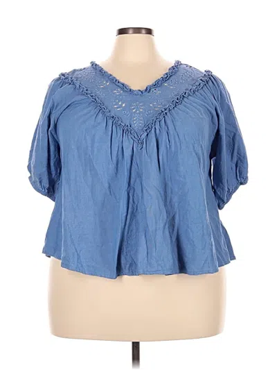 Pre-owned Old Navy Short Sleeve Blouse In Blue