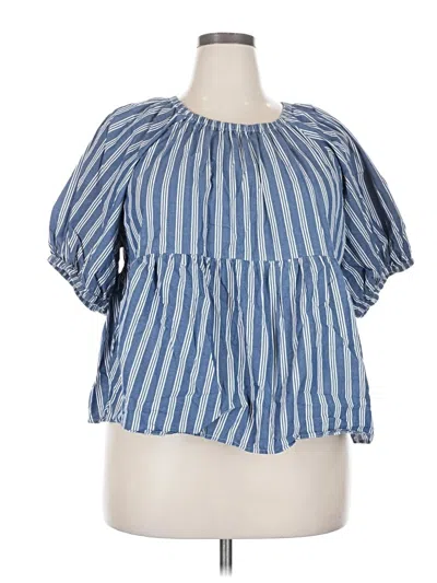 Pre-owned Old Navy Short Sleeve Blouse In Blue
