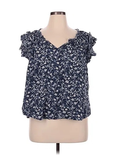 Pre-owned Old Navy Short Sleeve Blouse In Blue