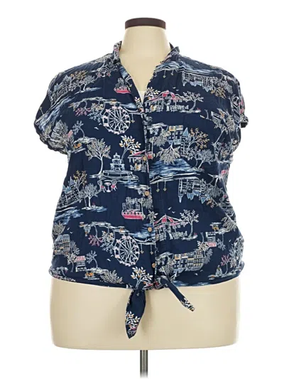 Pre-owned Old Navy Short Sleeve Blouse In Blue