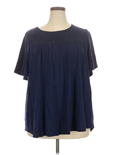 Pre-owned Old Navy Short Sleeve Blouse In Blue