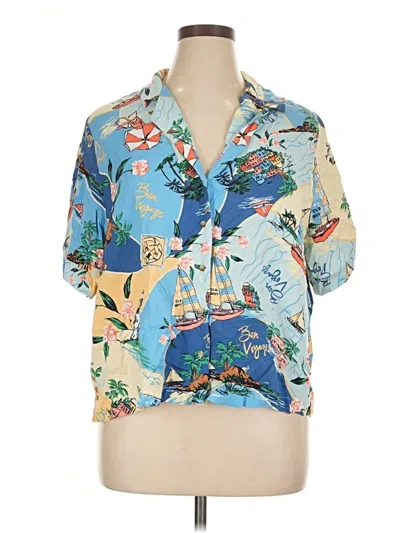 Pre-owned Old Navy Short Sleeve Blouse In Blue