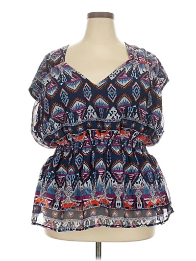 Pre-owned Old Navy Short Sleeve Blouse In Blue