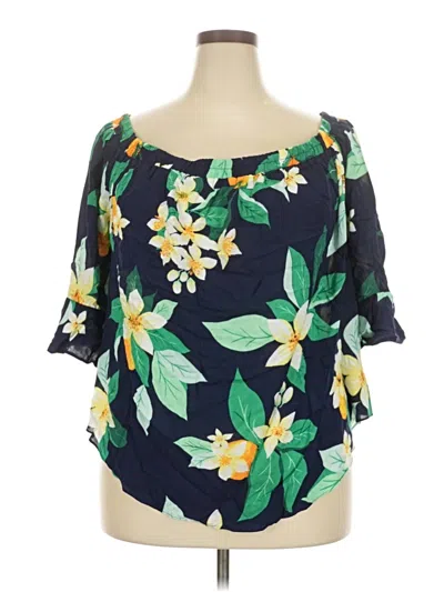 Pre-owned Old Navy Short Sleeve Blouse In Blue