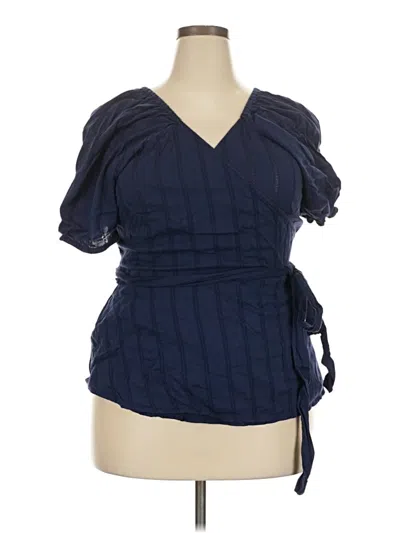 Pre-owned Old Navy Short Sleeve Blouse In Blue