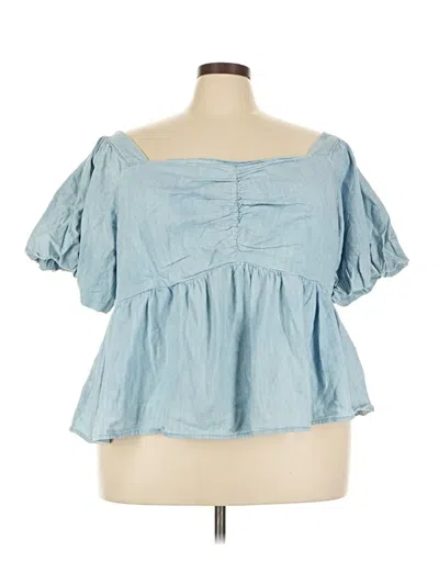 Pre-owned Old Navy Short Sleeve Blouse In Blue