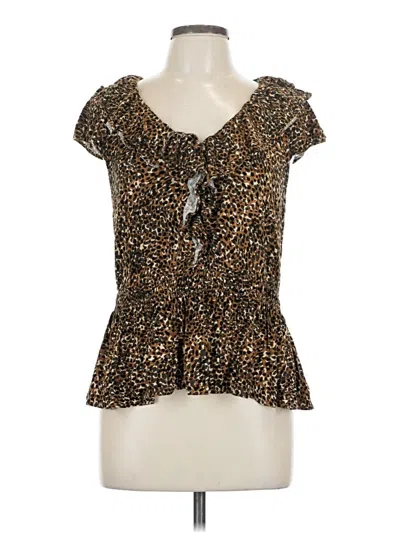 Pre-owned Old Navy Short Sleeve Blouse In Brown