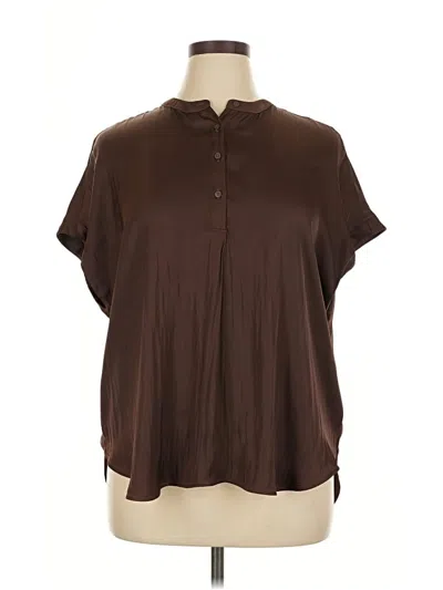 Pre-owned Old Navy Short Sleeve Blouse In Brown