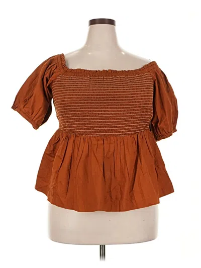 Pre-owned Old Navy Short Sleeve Blouse In Brown