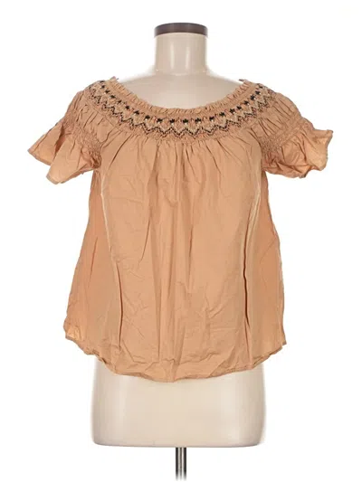 Pre-owned Old Navy Short Sleeve Blouse In Brown