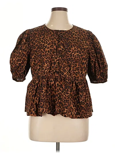 Pre-owned Old Navy Short Sleeve Blouse In Brown