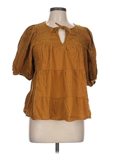 Pre-owned Old Navy Short Sleeve Blouse In Brown
