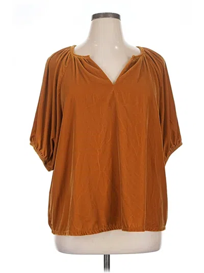 Pre-owned Old Navy Short Sleeve Blouse In Brown