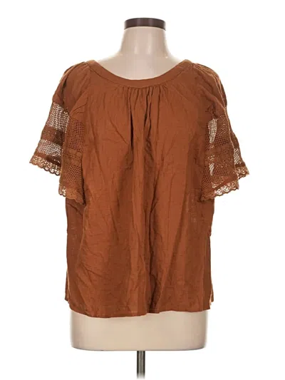 Pre-owned Old Navy Short Sleeve Blouse In Brown
