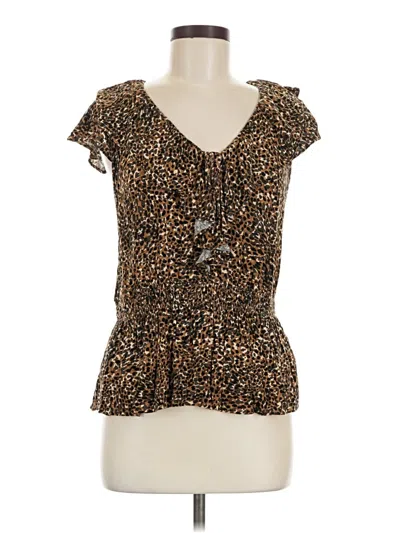 Pre-owned Old Navy Short Sleeve Blouse In Brown
