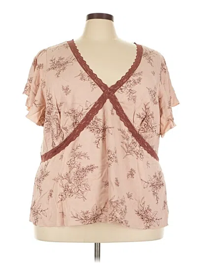 Pre-owned Old Navy Short Sleeve Blouse In Brown