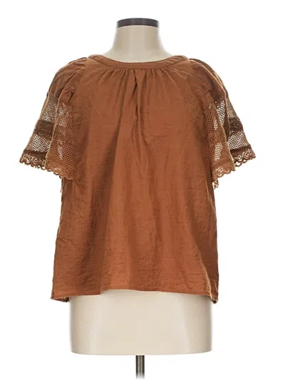 Pre-owned Old Navy Short Sleeve Blouse In Brown