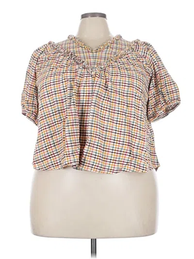 Pre-owned Old Navy Short Sleeve Blouse In Brown