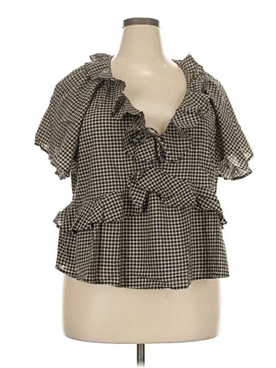 Pre-owned Old Navy Short Sleeve Blouse In Brown