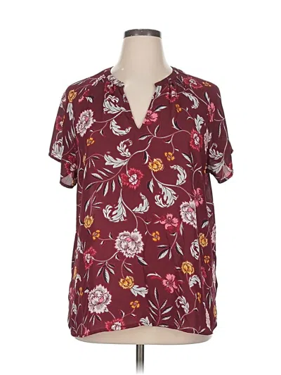Pre-owned Old Navy Short Sleeve Blouse In Burgundy