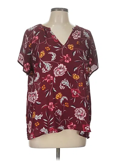 Pre-owned Old Navy Short Sleeve Blouse In Burgundy
