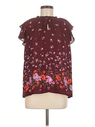 Pre-owned Old Navy Short Sleeve Blouse In Burgundy
