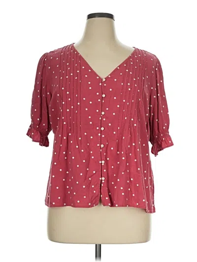 Pre-owned Old Navy Short Sleeve Blouse In Burgundy