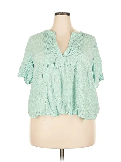 Pre-owned Old Navy Short Sleeve Blouse In Green