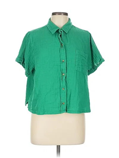 Pre-owned Old Navy Short Sleeve Blouse In Green