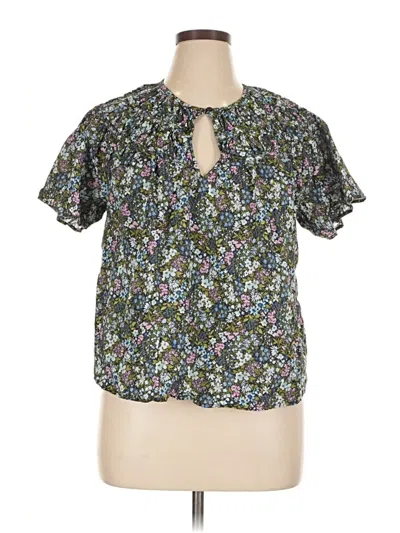 Pre-owned Old Navy Short Sleeve Blouse In Green