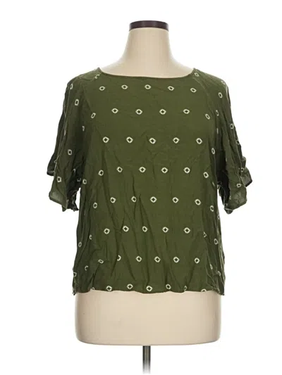 Pre-owned Old Navy Short Sleeve Blouse In Green