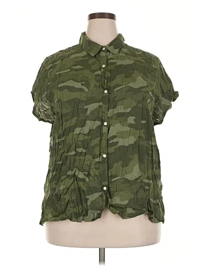 Pre-owned Old Navy Short Sleeve Blouse In Green