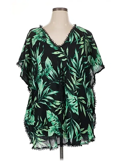 Pre-owned Old Navy Short Sleeve Blouse In Green