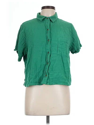 Pre-owned Old Navy Short Sleeve Blouse In Green