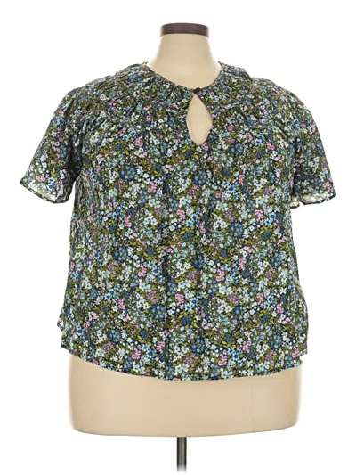 Pre-owned Old Navy Short Sleeve Blouse In Green