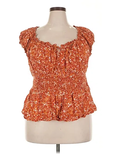 Pre-owned Old Navy Short Sleeve Blouse In Orange