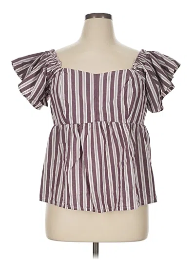 Pre-owned Old Navy Short Sleeve Blouse In Purple