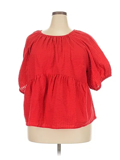 Pre-owned Old Navy Short Sleeve Blouse In Red