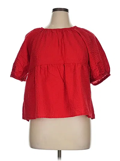 Pre-owned Old Navy Short Sleeve Blouse In Red