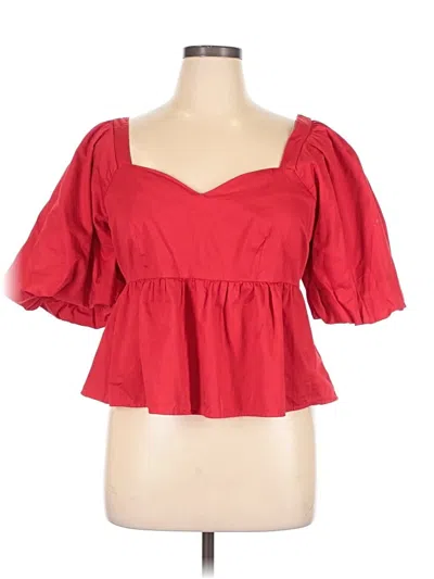 Pre-owned Old Navy Short Sleeve Blouse In Red