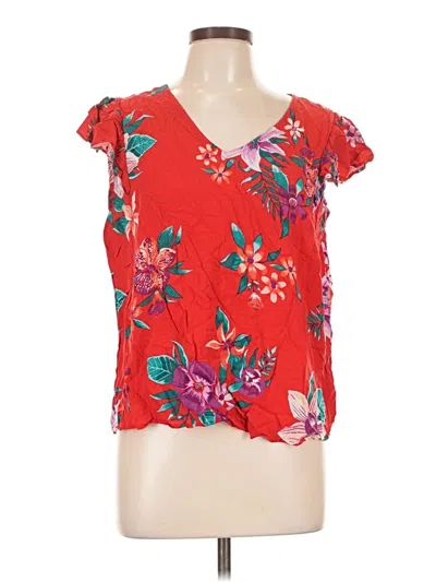 Pre-owned Old Navy Short Sleeve Blouse In Red