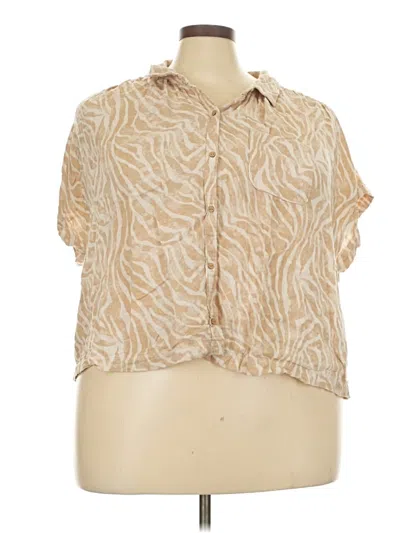 Pre-owned Old Navy Short Sleeve Blouse In Tan