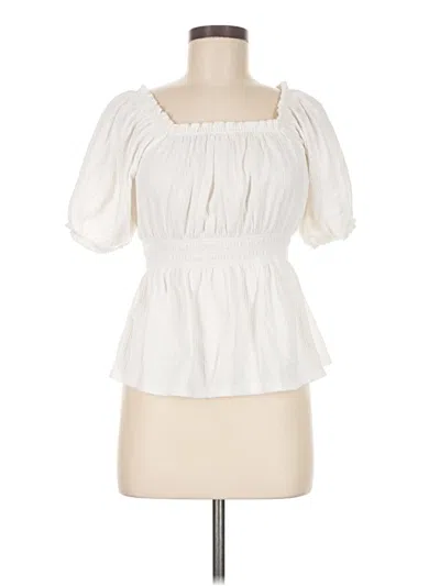 Pre-owned Old Navy Short Sleeve Blouse In White