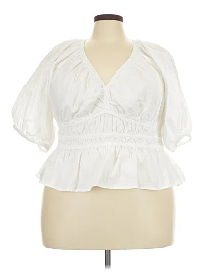 Pre-owned Old Navy Short Sleeve Blouse In White