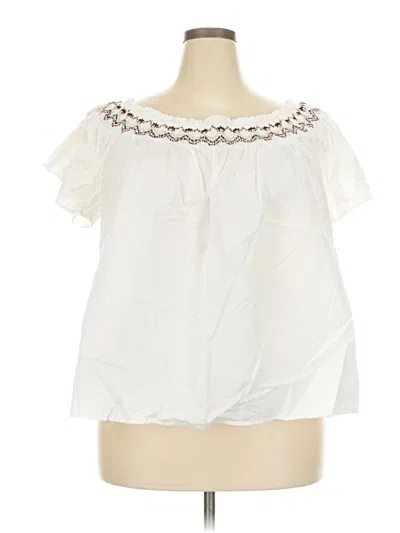 Pre-owned Old Navy Short Sleeve Blouse In White